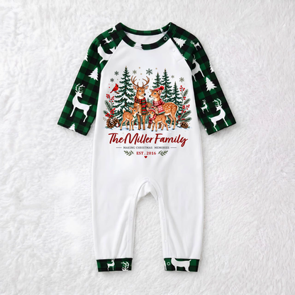 Cozy Reindeer Family Christmas Forest Matching Christmas Pajamas