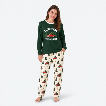 Vintage Christmas Truck Tree Farm Matching Family Christmas Pajamas