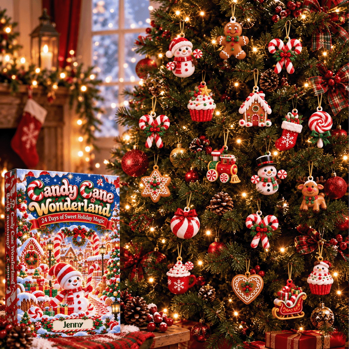 Candy Cane Wonderland Advent Calendar 2026, 24 Piece Candy Cane Ornament Set, Blind Box Advent Calendar