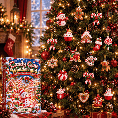 Candy Cane Wonderland Advent Calendar 2026, 24 Piece Candy Cane Ornament Set, Blind Box Advent Calendar