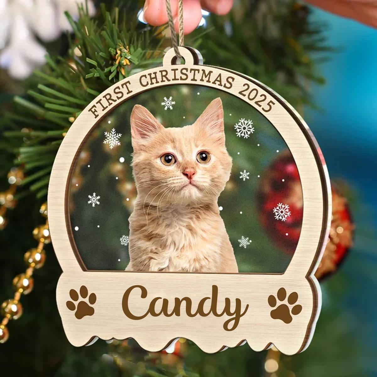 Custom Photo Pet Face First Christmas - Personalized 2-Layered Mix Ornament