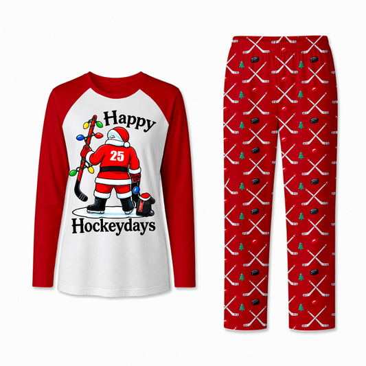 Festive Happy Hockeydays Hockey Christmas Matching Family Pajamas