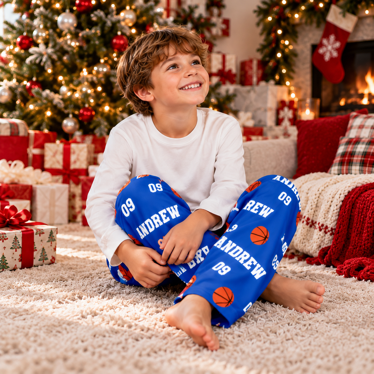 Personalized Basketball Pajama Pants – Custom Name & Number Lounge Pants, Basketball Player Gift
