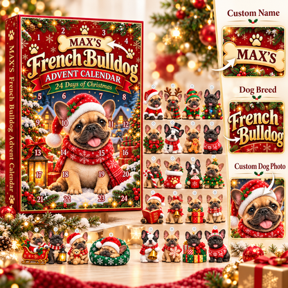 Personalized Dog Christmas Advent Calendar – Custom Dog Name & Photo, 24 Days of Christmas 2D Acrylic Dog Ornaments, Holiday Gift