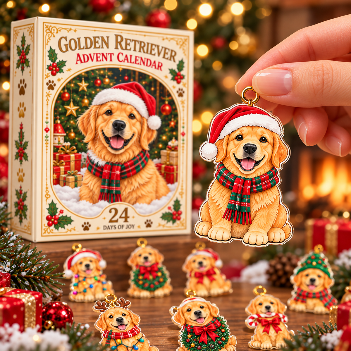 Golden Retriever Advent Calendar 2026 – 24-Piece Christmas Dog Ornaments, Holiday Countdown Gift for Golden Retriever Lovers