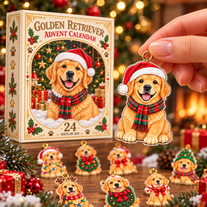 Golden Retriever Advent Calendar 2026 – 24-Piece Christmas Dog Ornaments, Holiday Countdown Gift for Golden Retriever Lovers