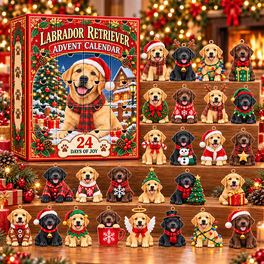 Cute Labrador Retriever Christmas Advent Calendar, 24 Days Dog Lover Holiday Countdown Gift