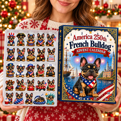 America 250th French Bulldog Advent Calendar 2026 – 24-Day Patriotic Christmas Countdown
