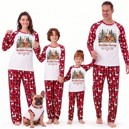 Cozy Reindeer Family Christmas Forest Matching Christmas Pajamas