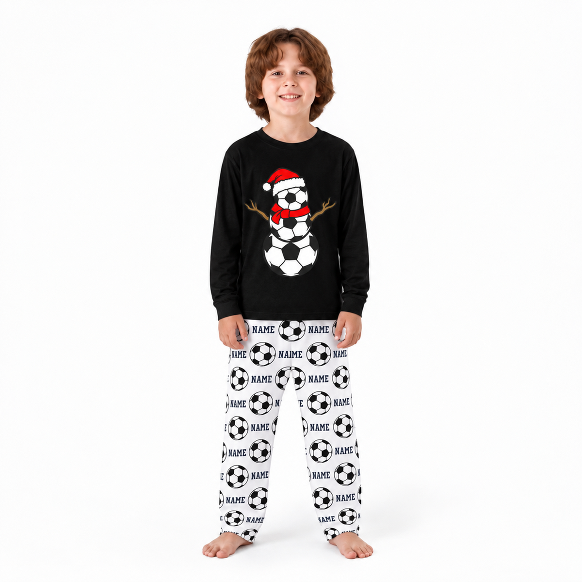 Soccer Snowman Matching Family Christmas Pajamas With Pet