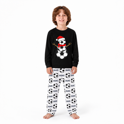Soccer Snowman Matching Family Christmas Pajamas With Pet