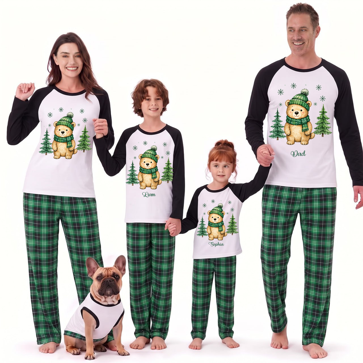 Cute Bear Christmas Tree Family Matching Christmas Pajamas With Pet