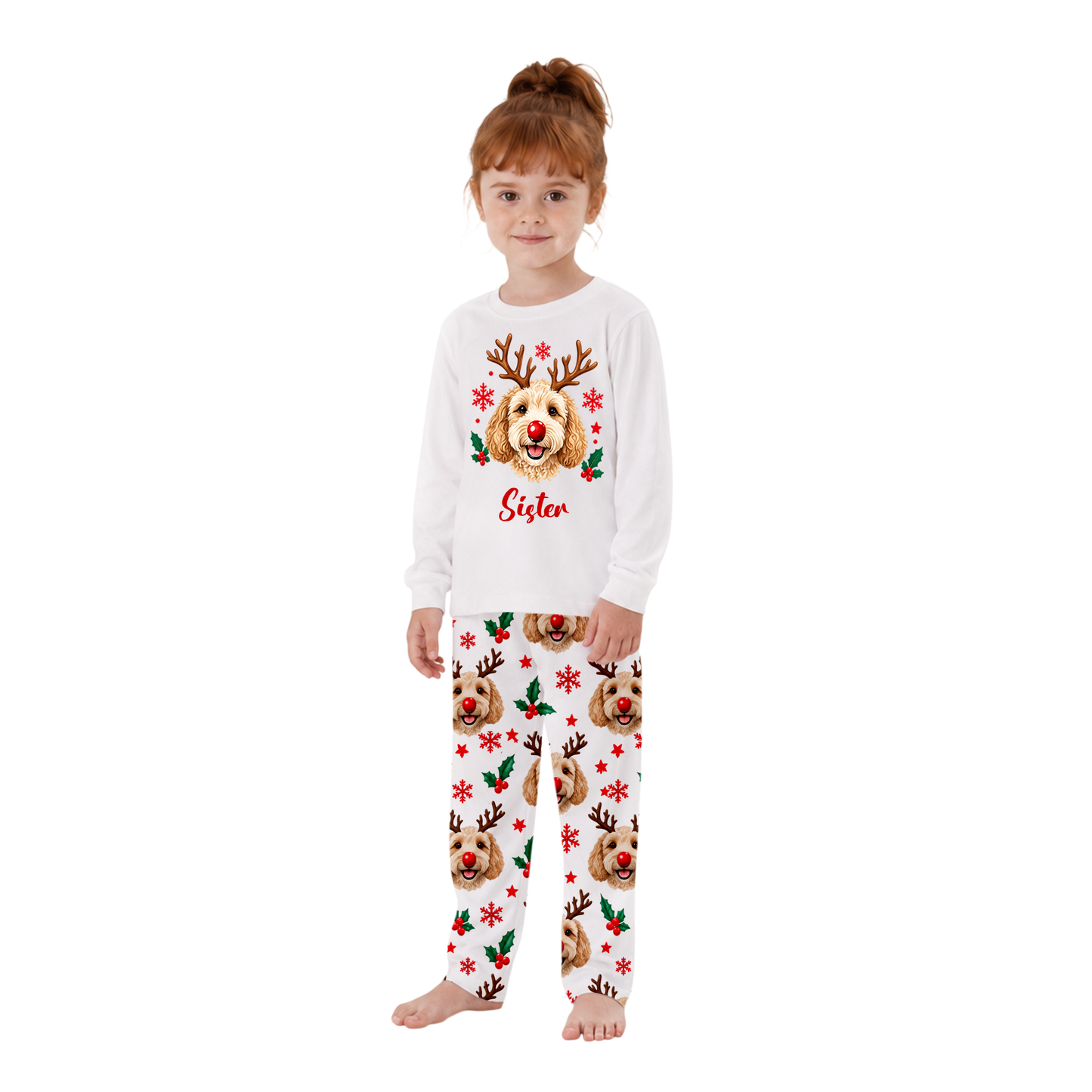 Cute Dog Lover Reindeer Matching Family Christmas Pajamas