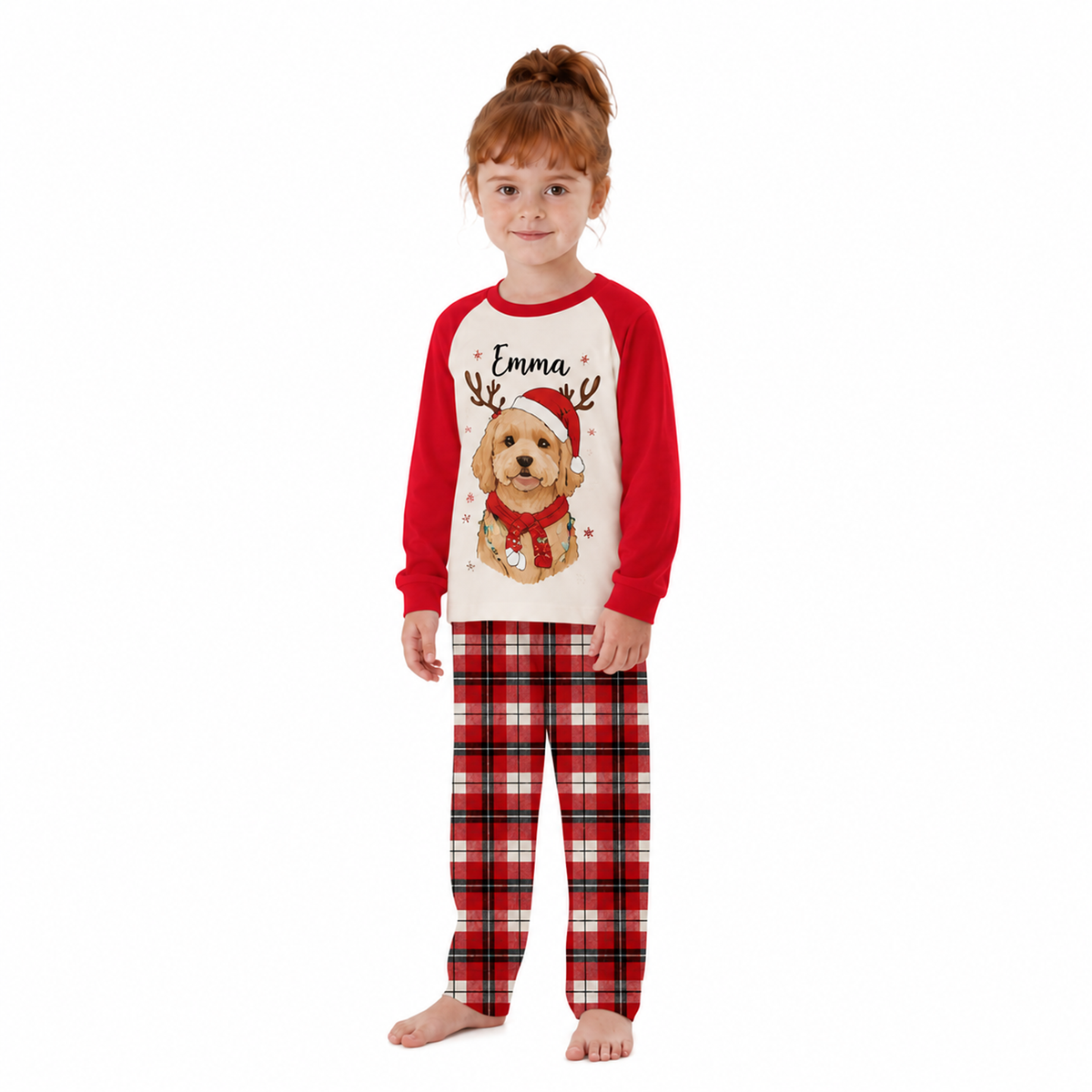 Custom Name Cute Golden Retriever Christmas Matching Family Christmas Pajamas