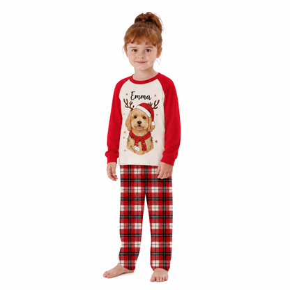 Custom Name Cute Golden Retriever Christmas Matching Family Christmas Pajamas
