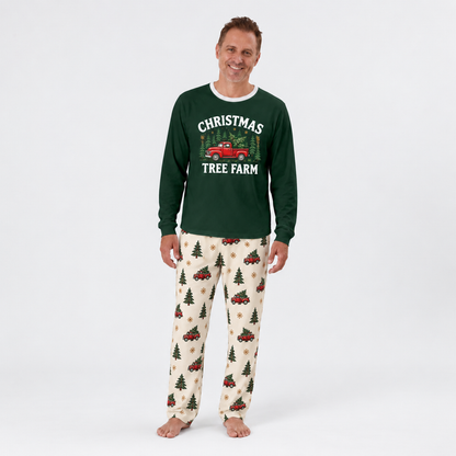 Vintage Christmas Truck Tree Farm Matching Family Christmas Pajamas