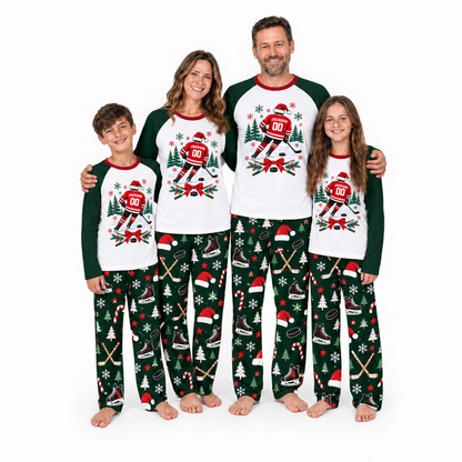 Personalized Hockey Christmas Family Matching Pajamas With Custom Name And Number