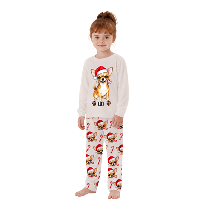 Custom Pet Photo Cute Dog Santa Christmas Matching Family Christmas Pajamas