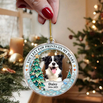 Custom Dog Photo In Loving Memory Christmas Acrylic Ornament Pet Loss Keepsake Gift