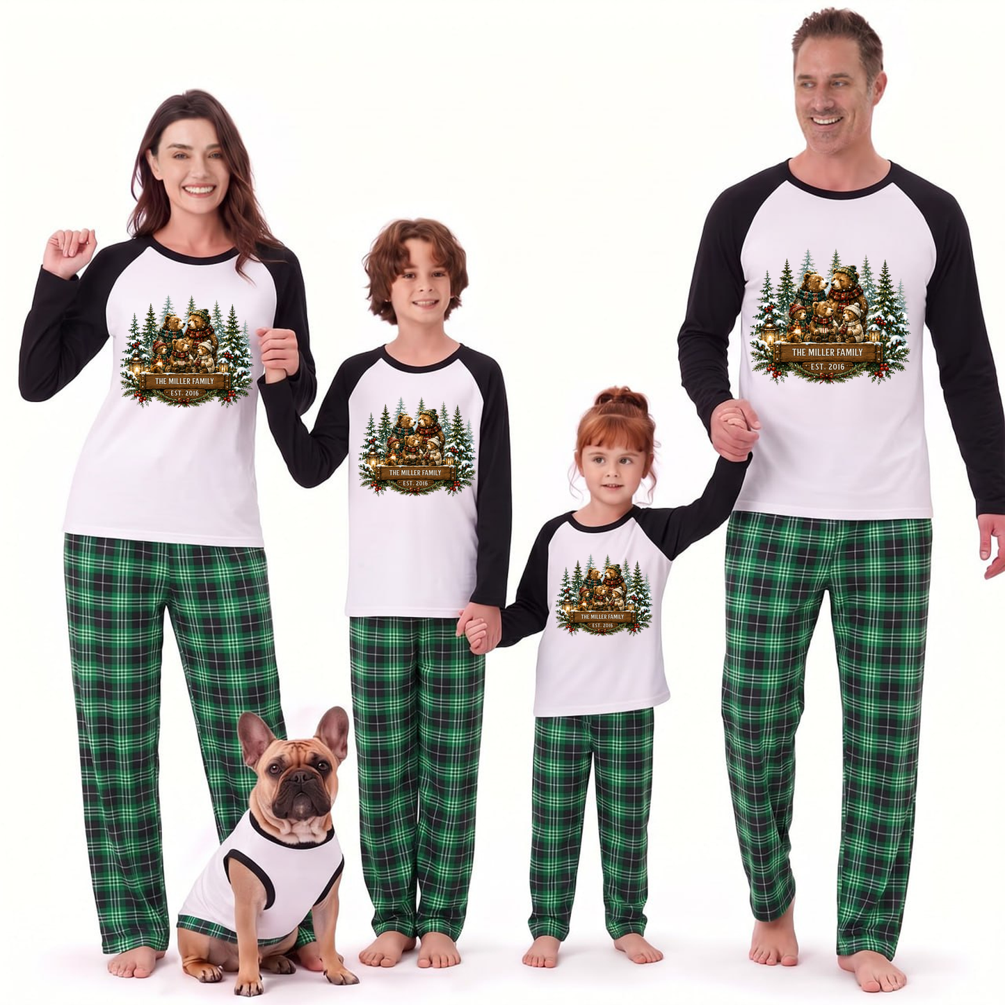 Cozy Bear Family Personalized Name And Year Family Christmas Pajamas