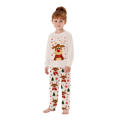 Cute Reindeer Family Matching Christmas Pajamas With Pet