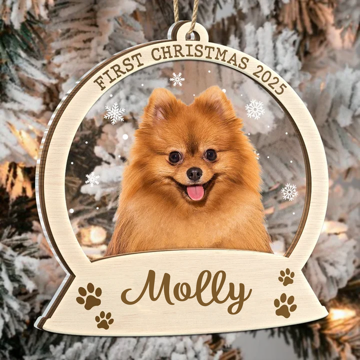 Custom Photo Pet Face First Christmas - Personalized 2-Layered Mix Ornament