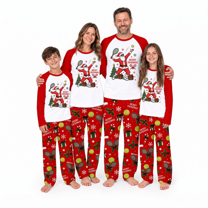 Festive Merry Swishmas Santa Tennis Matching Family Christmas Pajamas