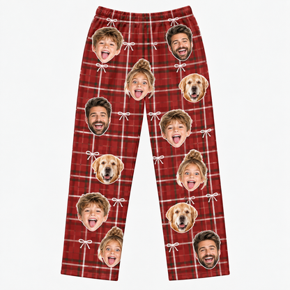Custom Photo Plaid Lounge Pants – Personalized Face Sleepwear & Pajama Pants