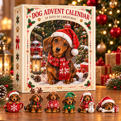 Cute Dachshund Christmas Advent Calendar, 24 Days Dog Lover Holiday Countdown Gift