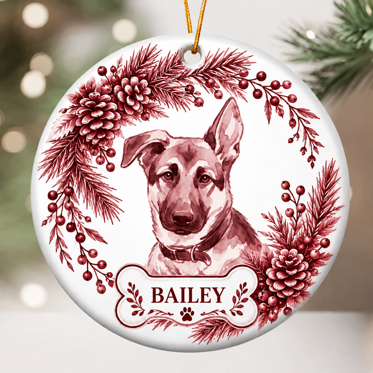 Custom Photo Pet Christmas Memorial, Dog Cat Christmas Photo, Pet Portrait Custom Name Gift - Personalized Ornament