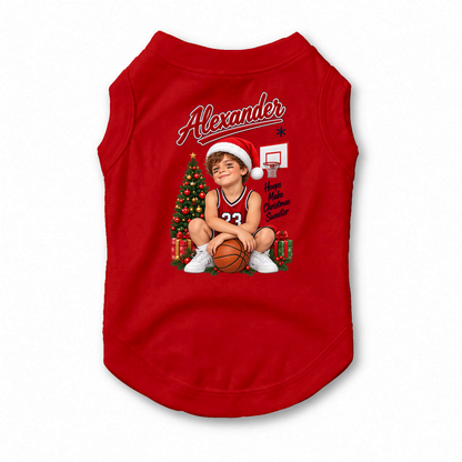 Personalized Basketball Christmas Matching Family Pajamas With Pet, Custom Photo Name & Number