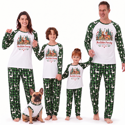 Cozy Reindeer Family Christmas Forest Matching Christmas Pajamas