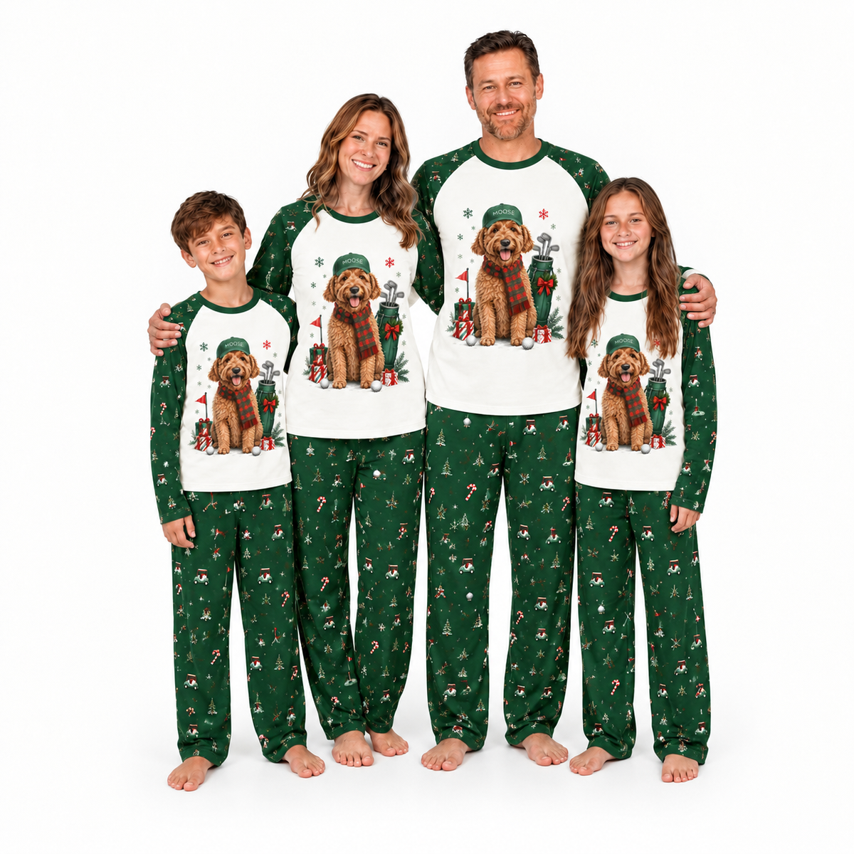 Personalized Pet Golf Christmas Family Pajamas