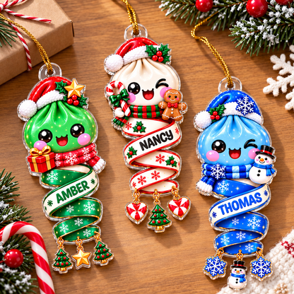 Cute Dumpling Kids Character - Personalized Acrylic Ornament - Christmas Gift for Daughter, Son, Kids