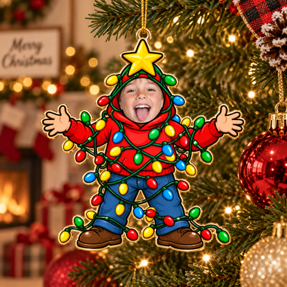 Funny Christmas Tree Custom Face - Personalized Christmas Light Ornament