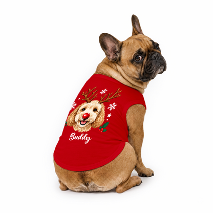 Custom Name Cute Dog Lover Reindeer Matching Family Christmas Pajamas With Pet