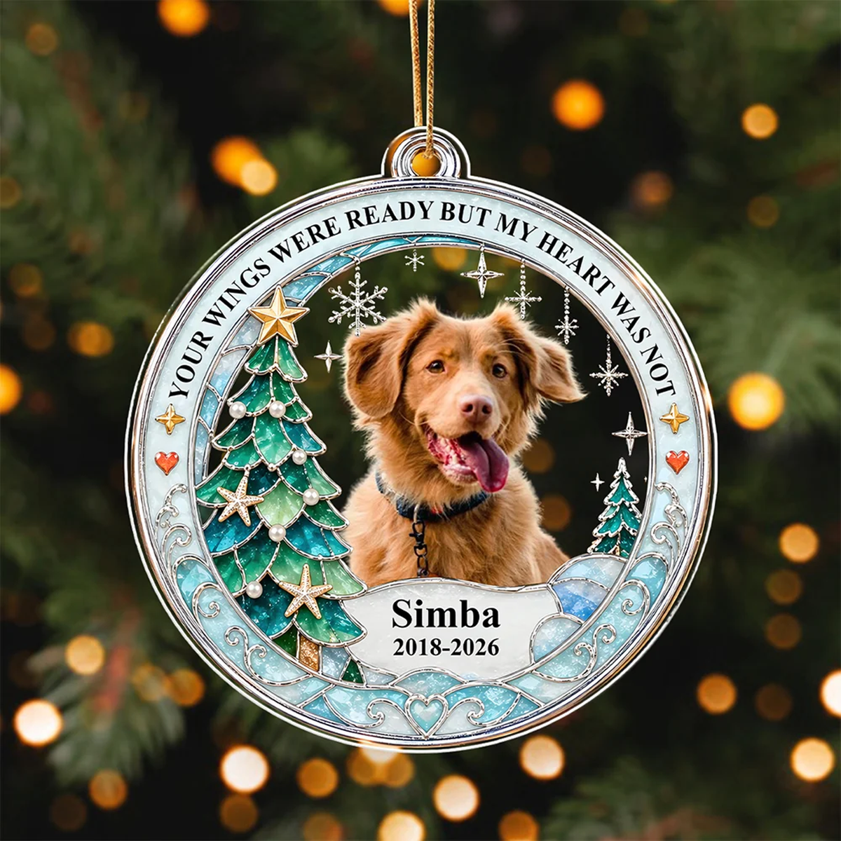 Custom Dog Photo In Loving Memory Christmas Acrylic Ornament Pet Loss Keepsake Gift