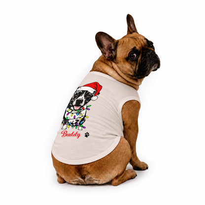 Custom Pet Photo Cute Christmas Lights Rottweiler Matching Family Christmas Pajamas
