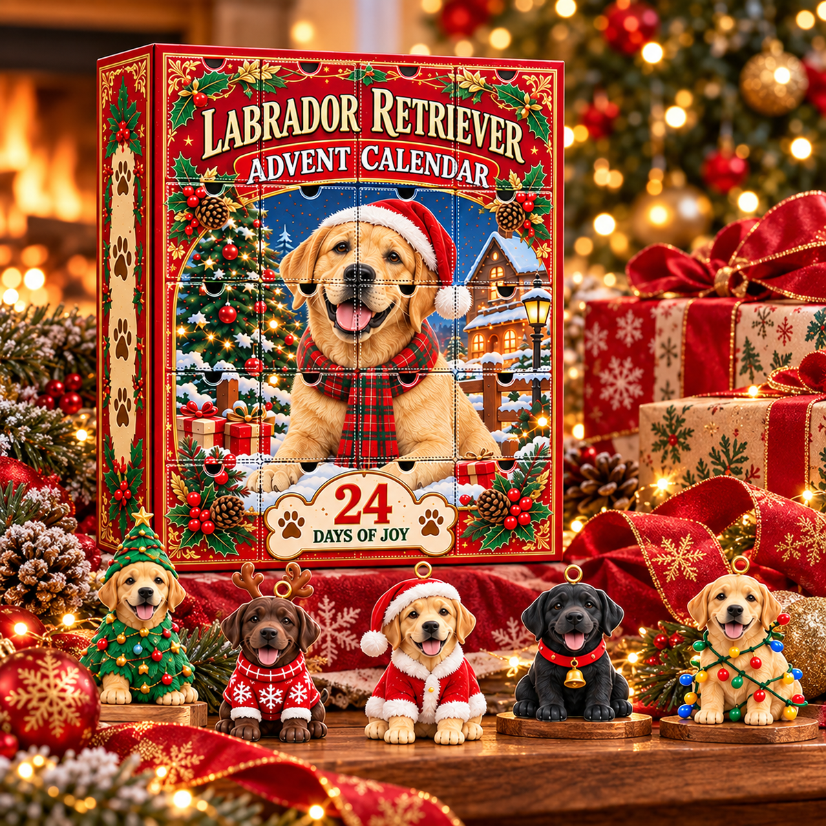 Cute Labrador Retriever Christmas Advent Calendar, 24 Days Dog Lover Holiday Countdown Gift