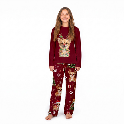 Personalized Chihuahua Reindeer Christmas Family Matching Pajamas With Pet