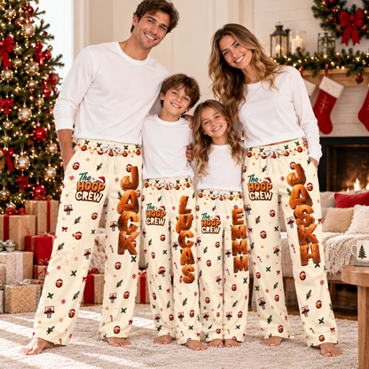 Personalized Basketball Christmas Pajama Pants, Custom Name Matching Christmas PJs