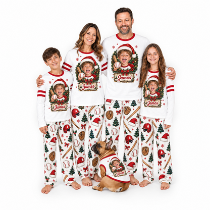 Custom Photo Baseball Christmas Matching Family Pajamas