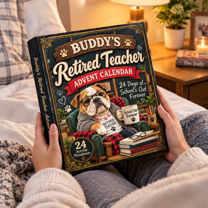 Personalized Retired Teacher Bulldog Advent Calendar – 24 Days of School's Out Forever