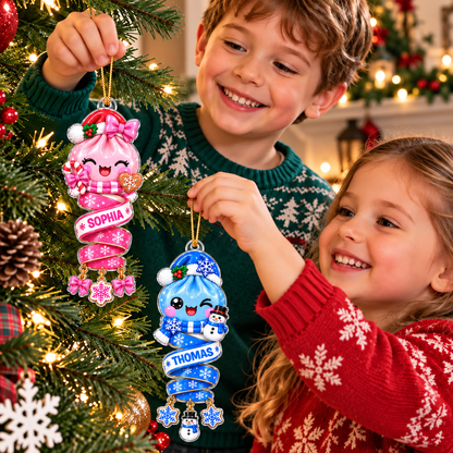 Cute Dumpling Kids Character - Personalized Acrylic Ornament - Christmas Gift for Daughter, Son, Kids