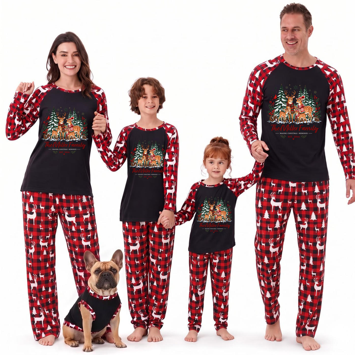 Cozy Reindeer Family Christmas Forest Matching Christmas Pajamas