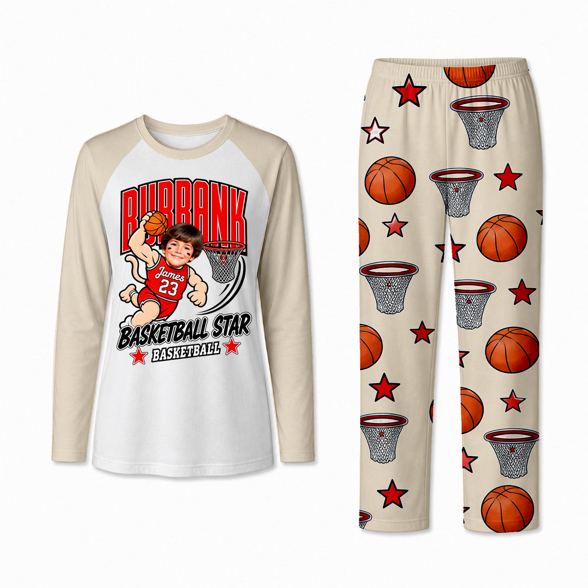 Personalized Custom Photo Basketball Star Matching Family Pajamas