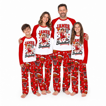 Personalized Cute Basketball Player Christmas Matching Family Christmas Pajamas