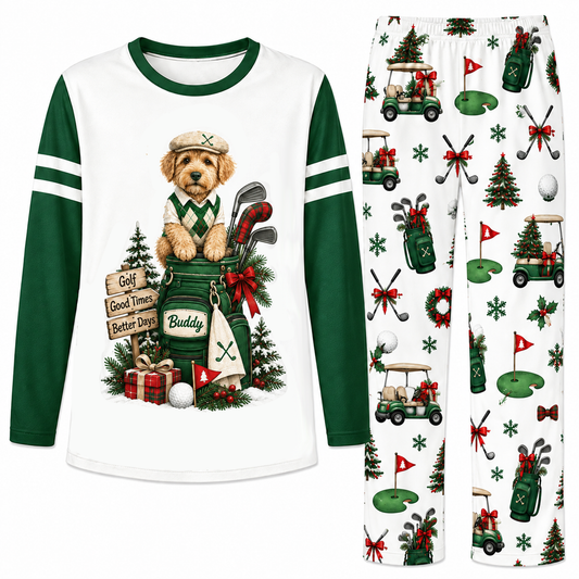 Cute Custom Photo Pet Golf Christmas Tree Matching Pajamas