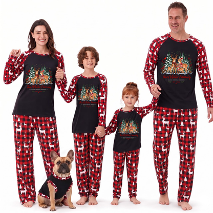 Cozy Reindeer Family Christmas Forest Matching Christmas Pajamas