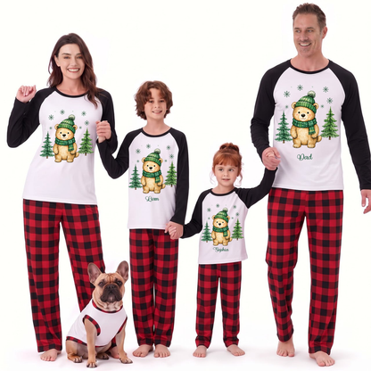 Cute Bear Christmas Tree Family Matching Christmas Pajamas With Pet
